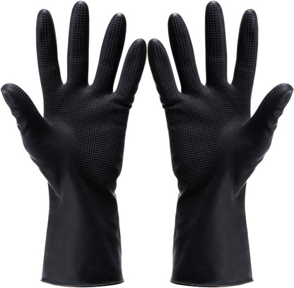 VOVCIG professional hair dye gloves front view showing the pair of black reusable rubber gloves