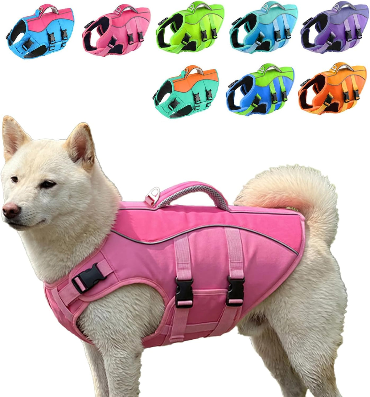 PETDSH Dog Life Jacket Large, High Flotation Dog Life Vest for Swimming Boating, Reflective Puppy Lifejacket with Superior Buoyancy and Rescue Handle, Adjustable Safety Dogs Floating Vests - Image 15