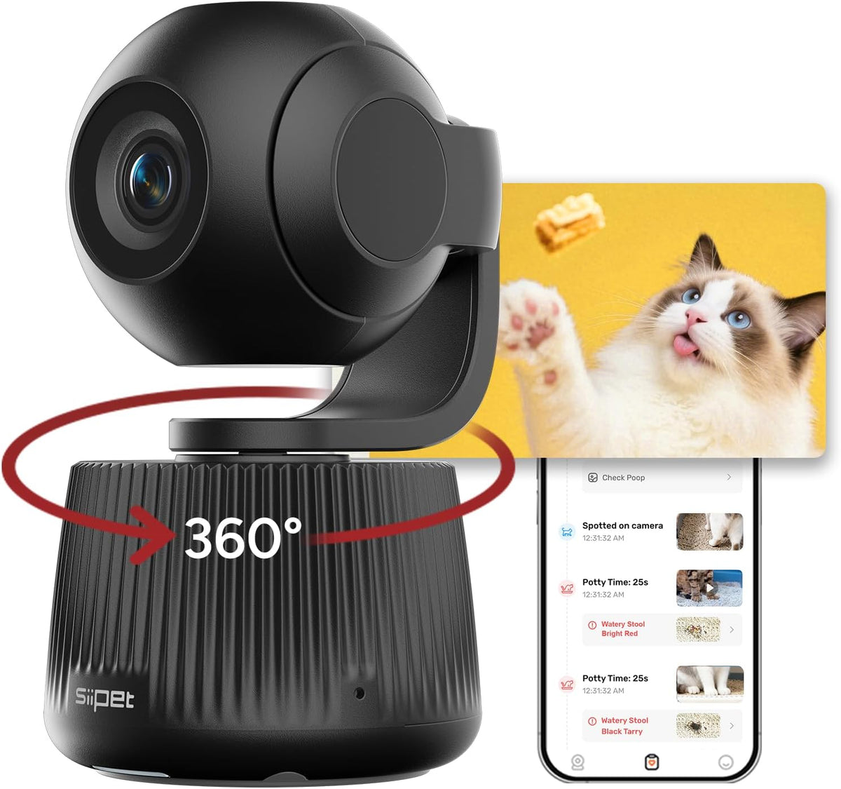 SiiPet PawTrack 4K AI smart pet camera front view for indoor monitoring