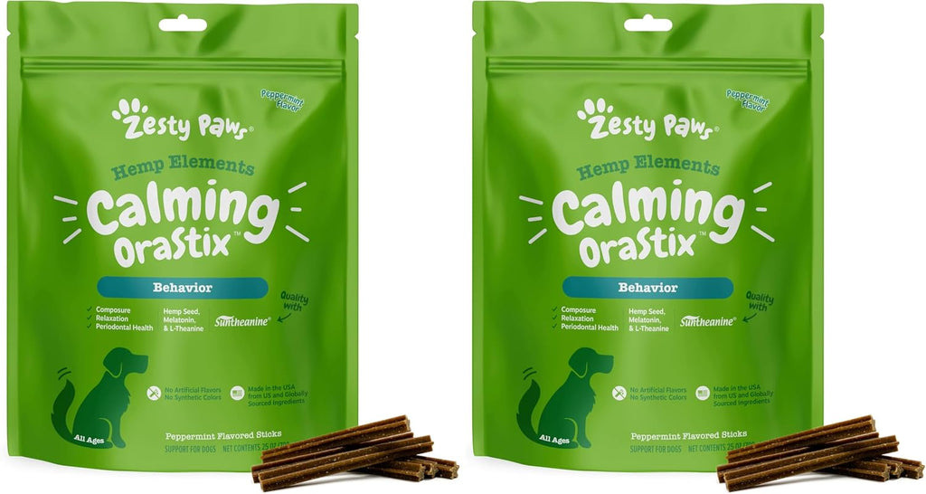 Zesty Paws OraStix for Dogs - Calming Dental Sticks for Stress with Hemp Melatonin Chamomile Dog Healthy Teeth and Gums Calm Composure for Fireworks and Thunderstorms - 25oz - Image 11