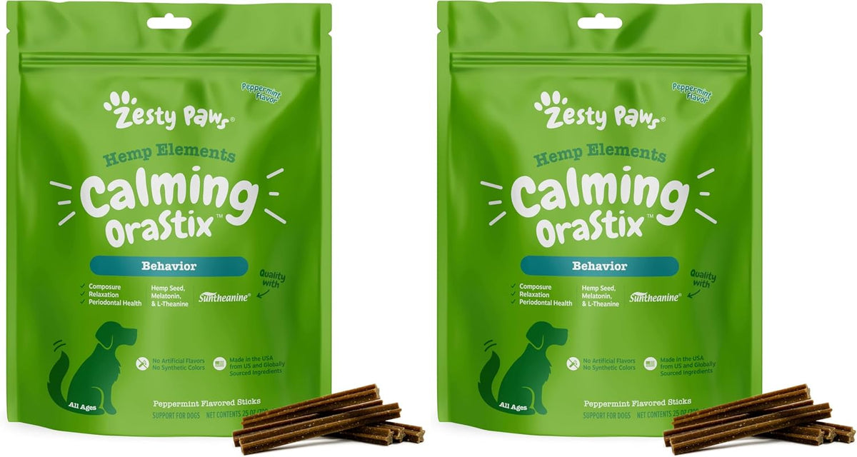 Zesty Paws OraStix for Dogs - Calming Dental Sticks for Stress with Hemp Melatonin Chamomile Dog Healthy Teeth and Gums Calm Composure for Fireworks and Thunderstorms - 25oz - Image 11