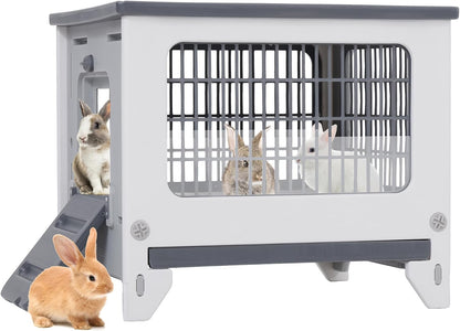 Rabbit Hutch Outdoor Indoor Plastic Waterproof Bunny Cage Enclosure Chew-Proof Rabbit House Guinea Pig Cage Pet House for Small Animals, One Room - Image 1
