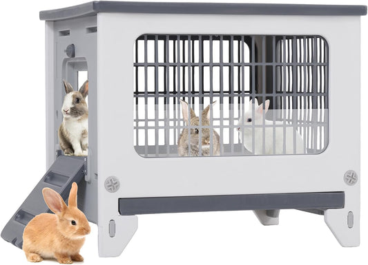 Rabbit Hutch Outdoor Indoor Plastic Waterproof Bunny Cage Enclosure Chew-Proof Rabbit House Guinea Pig Cage Pet House for Small Animals, One Room - Image 1