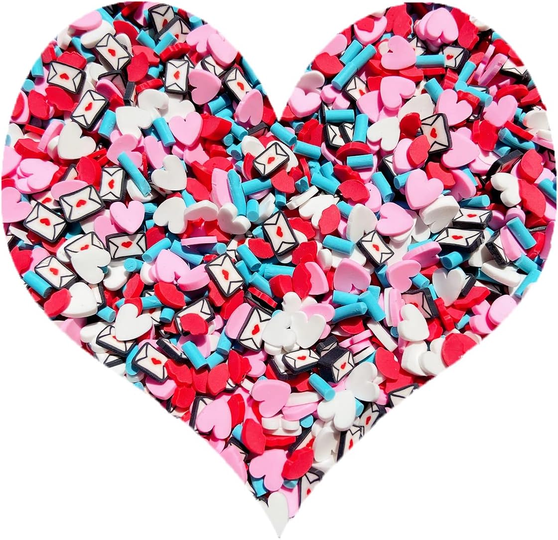 EHOPE Fake Sprinkles Love Letter pack front view showing colorful heart and envelope clay slices for nail art