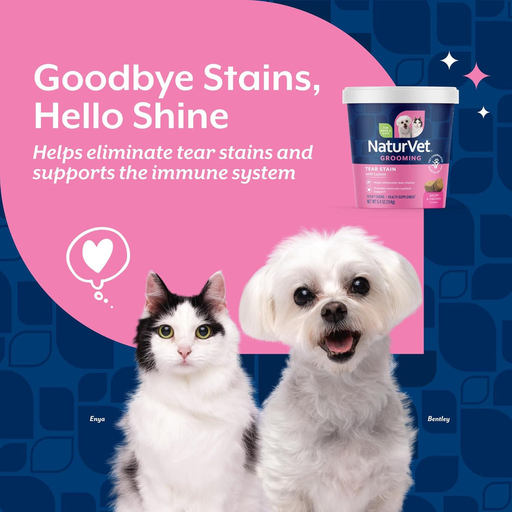 NaturVet natural tear stain remover chews highlighting the NASC quality seal.