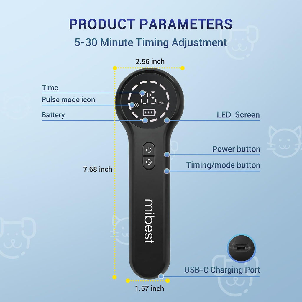 Rechargeable cold laser device for professional vet use