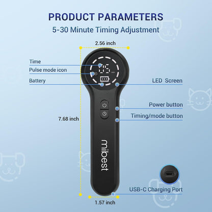 Rechargeable cold laser device for professional vet use