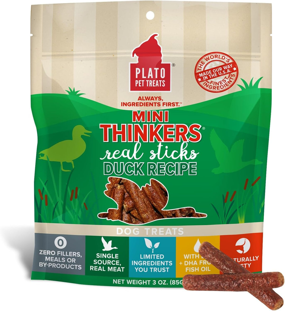 Plato Pet Treats Air Dried Dog Treats Salmon Thinkers Sticks, Natural Dog Treats, Real Meat, Air Dried, Made in the USA, 10oz - Image 13