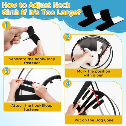 Premium imported pet recovery collar showing hook and loop closure