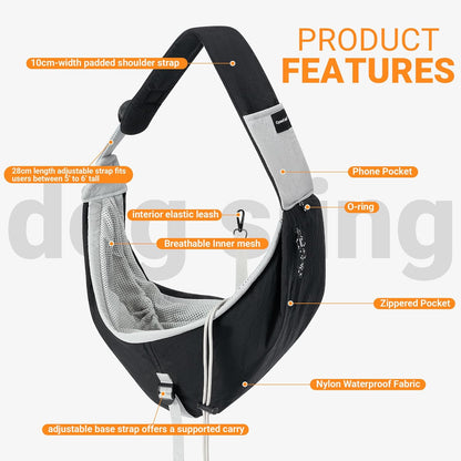 Side profile of CynosCape dog sling with storage pocket