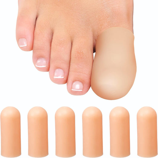 Homergy Soft Gel Toe Caps front view of 6 pack beige protectors