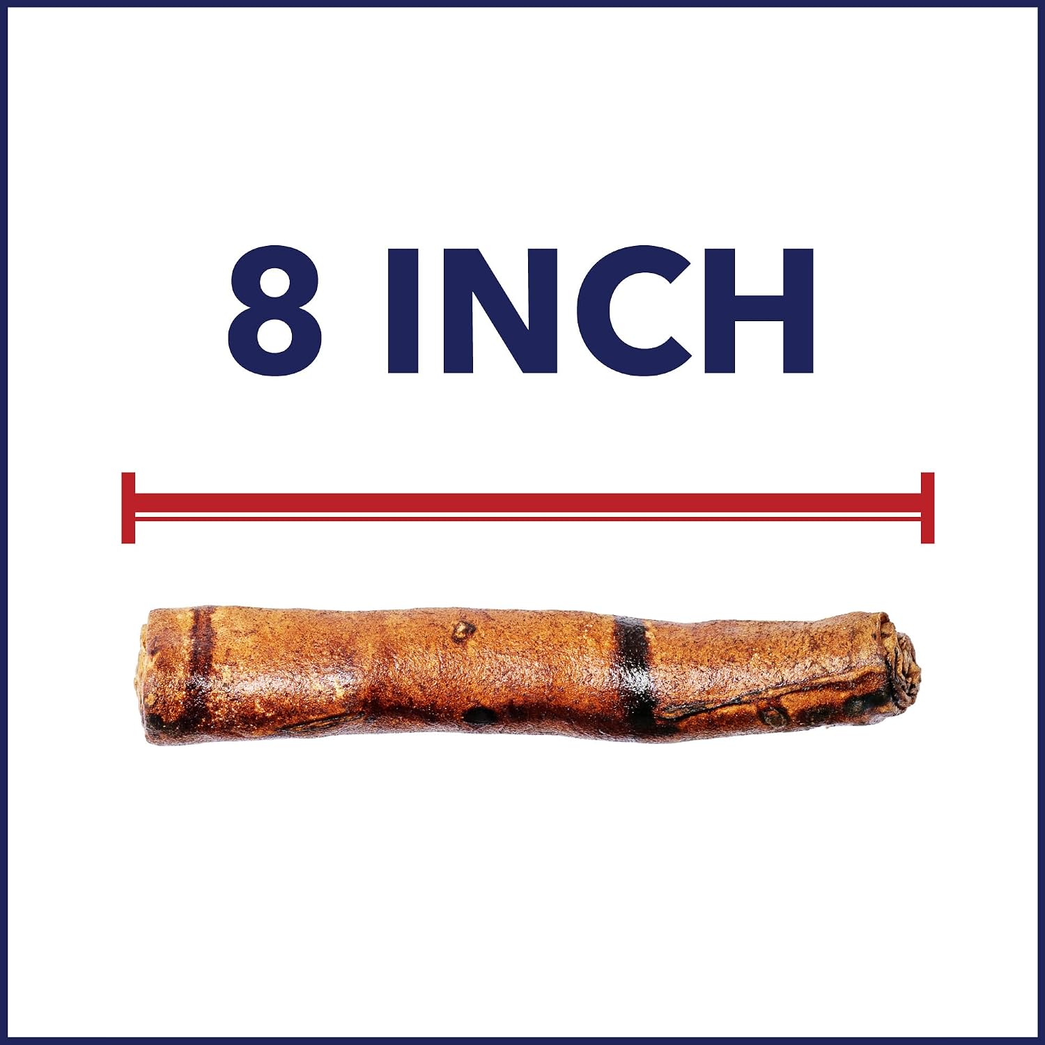 Close up view of the savory beef flavor coating on a premium dog chew roll.