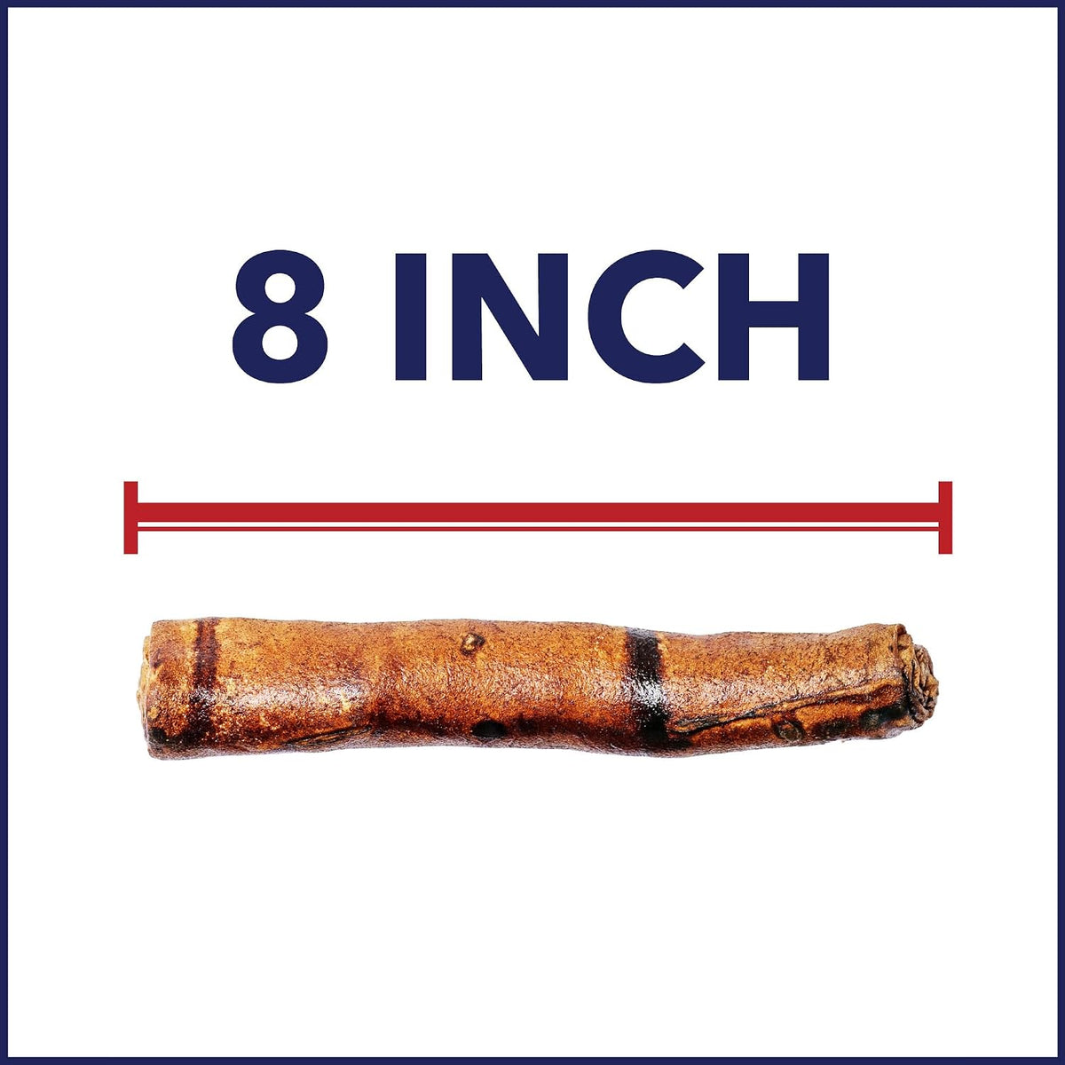 Close up view of the savory beef flavor coating on a premium dog chew roll.