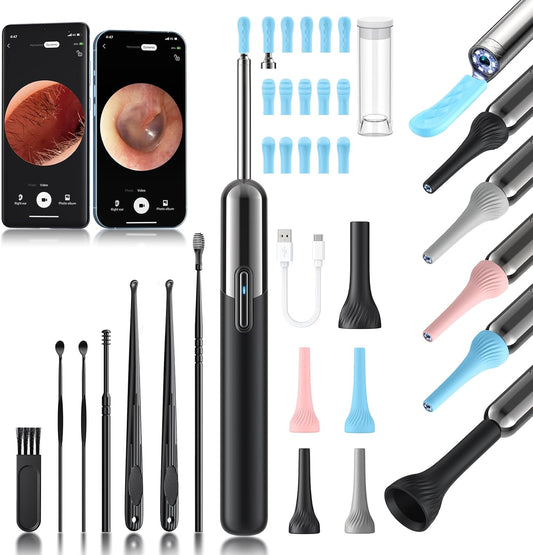 Yorsfun Ear Wax Removal Kit 1080P HD camera front view showing LED lights.