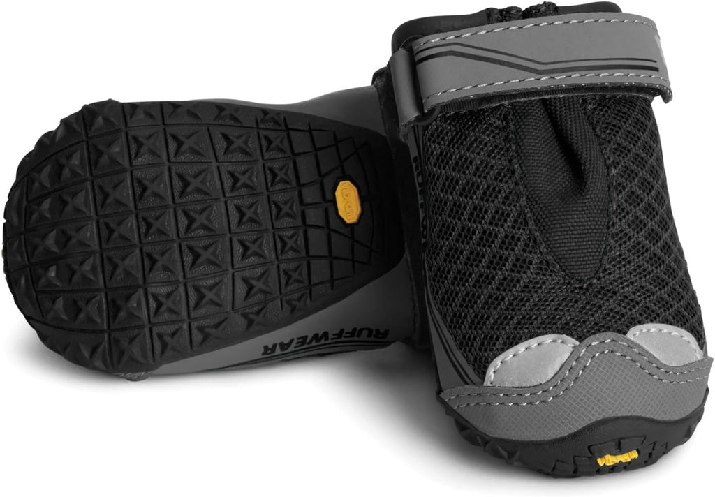 Ruffwear Grip Trex dog shoes in obsidian black front view