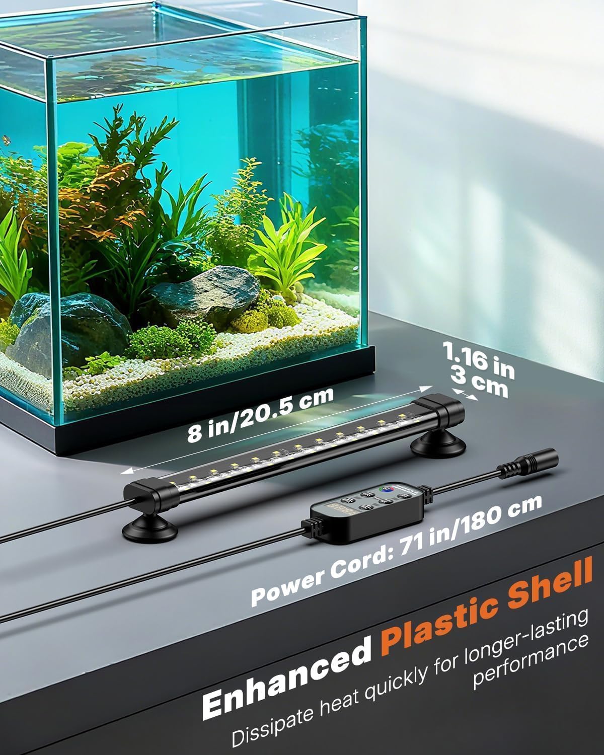 Pawfly Aquarium Light with Bluetooth for Plants, 5W 8 inch Full Spectrum Fish Tank Light for 8-15 inch Fish Tanks, Submersible LED Lights with App Control, Timer Modes & Adjustable Brightness - Image 9