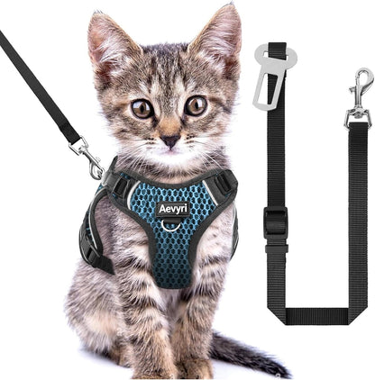Cat Harness, Cat Harness and Leash for Walking, Adjusted in Four Directions and Breathable Cat Harness for Anti Escape that can be Fitted and Positioned, Reflective Strips Harness, Black, M - Image 11