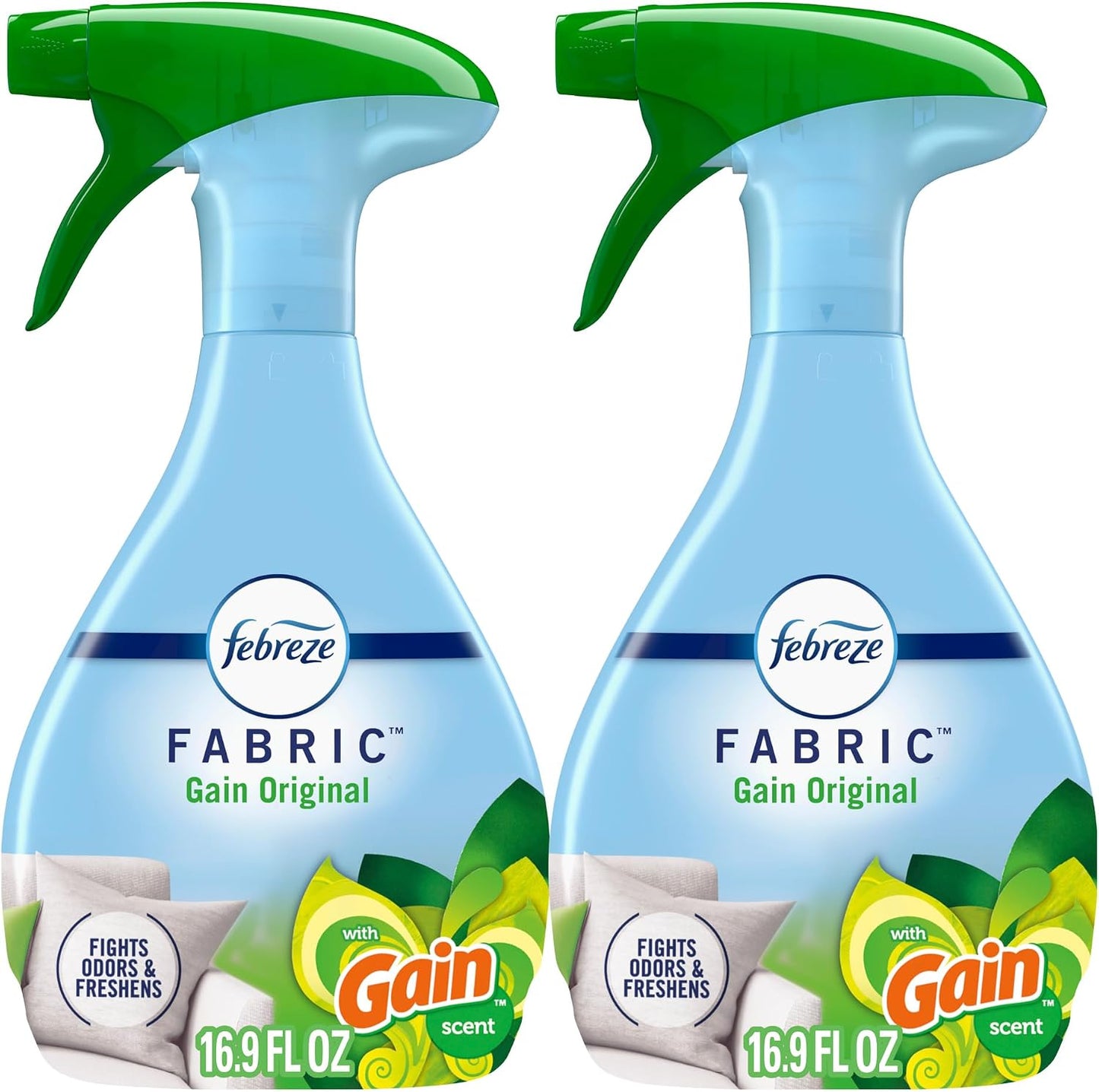 Febreze fabric refresher ingredients and instructions label close up
