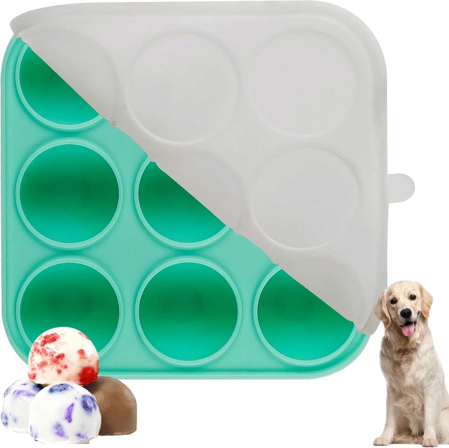9 Cavities Silicone Dog Treat Mold with Lid for Woof Pupsicle & Power Chewer Pupsicle,Frozen Dog Silicone Molds for Making Refill Popsicle Treats 10-25 lbs & Up (Small with Lid) - Image 10