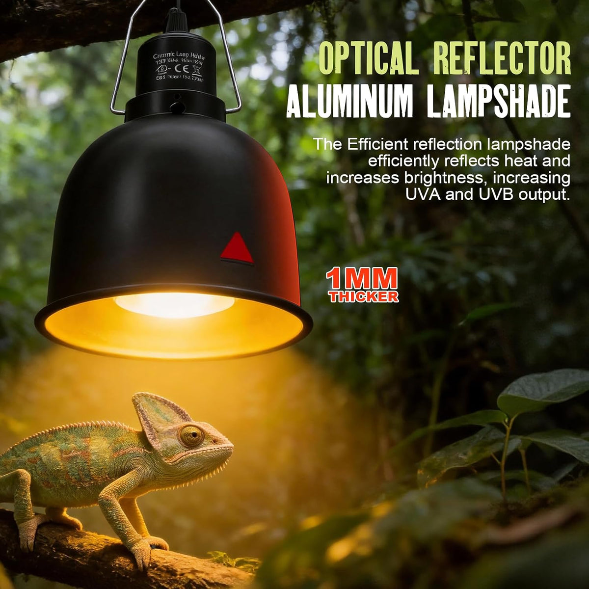 Reptile habitat heat lamp fixture hanging hook close up