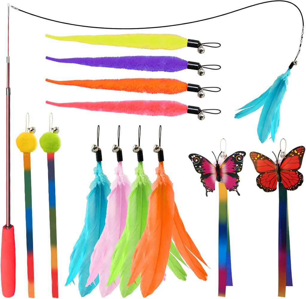 Cat Toys for Indoor Cats, 13 Packs Interactive Cat Wand Toy Set with Feather Toys & Teasers, Fun Cat Toys for Exercise, Playtime and Boredom Relief - Image 9