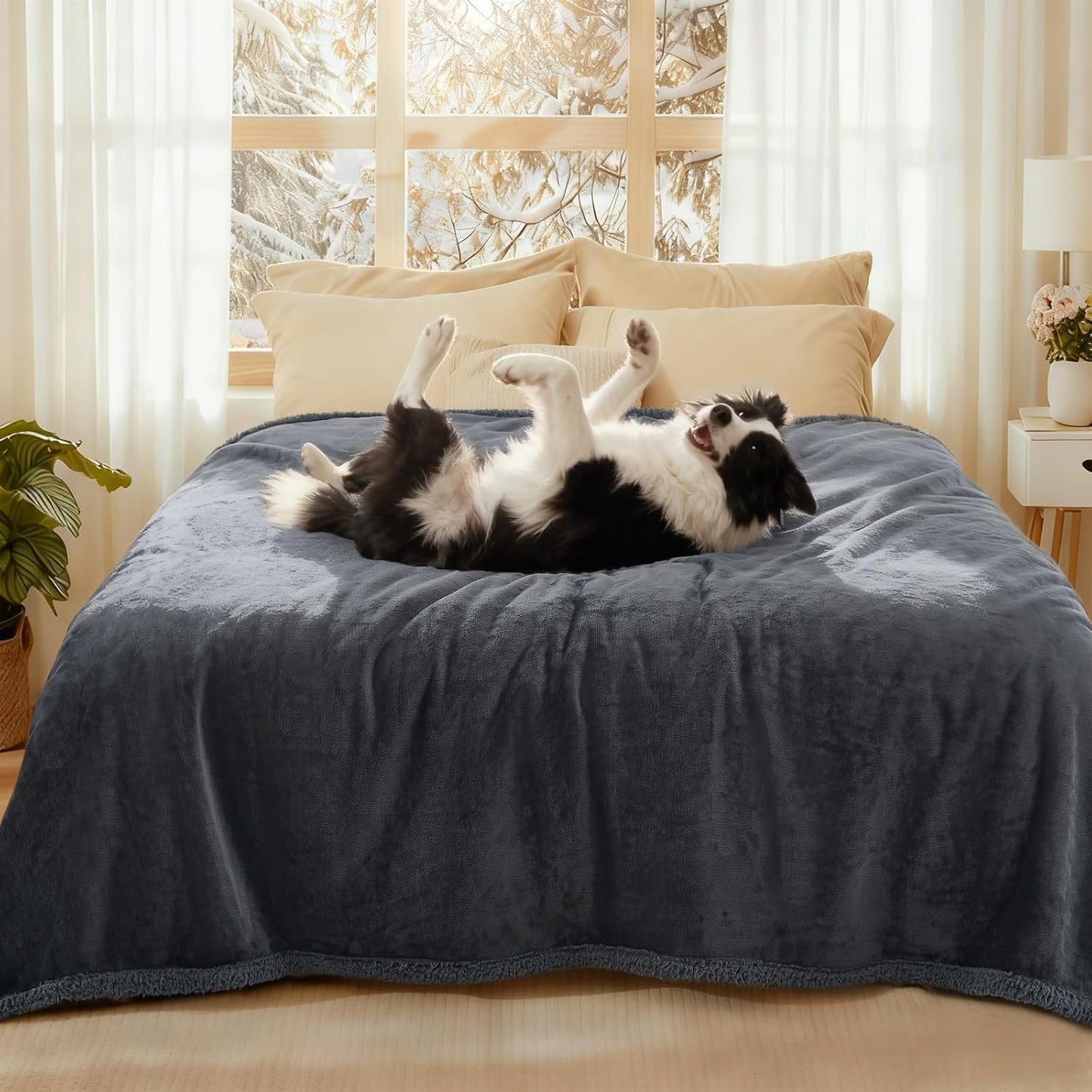 Luciphia Waterproof Blanket for Dog Washable Reversible Sherpa Fleece Throw Blanket for Bed Couch Soft Liquid Pee Proof Furniture Cover Protector for Small Medium Large Pet Cat Grey 35" x 25" - Image 14