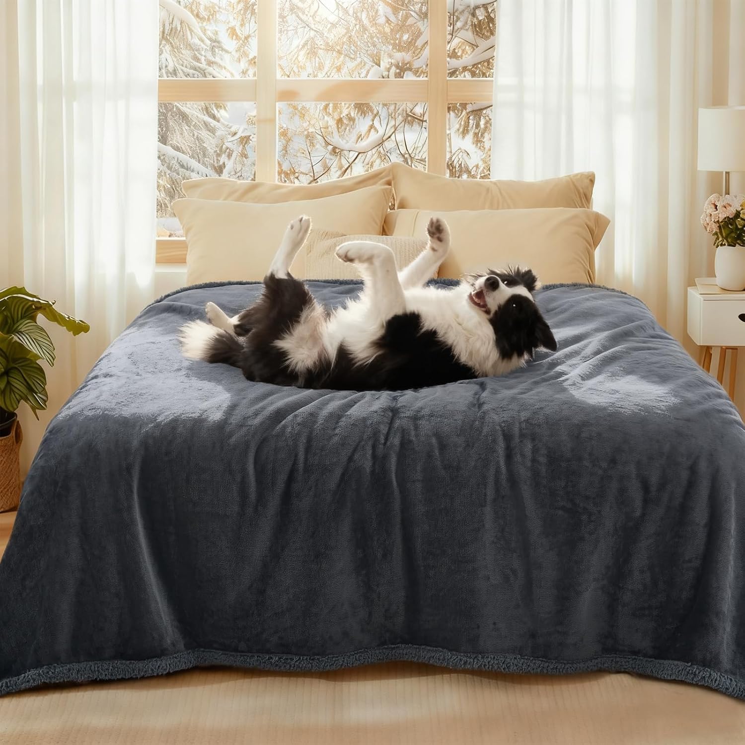 Luciphia Waterproof Blanket for Dog Washable Reversible Sherpa Fleece Throw Blanket for Bed Couch Soft Liquid Pee Proof Furniture Cover Protector for Small Medium Large Pet Cat Grey 35" x 25" - Image 14