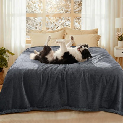 Luciphia Waterproof Blanket for Dog Washable Reversible Sherpa Fleece Throw Blanket for Bed Couch Soft Liquid Pee Proof Furniture Cover Protector for Small Medium Large Pet Cat Grey 35" x 25" - Image 14