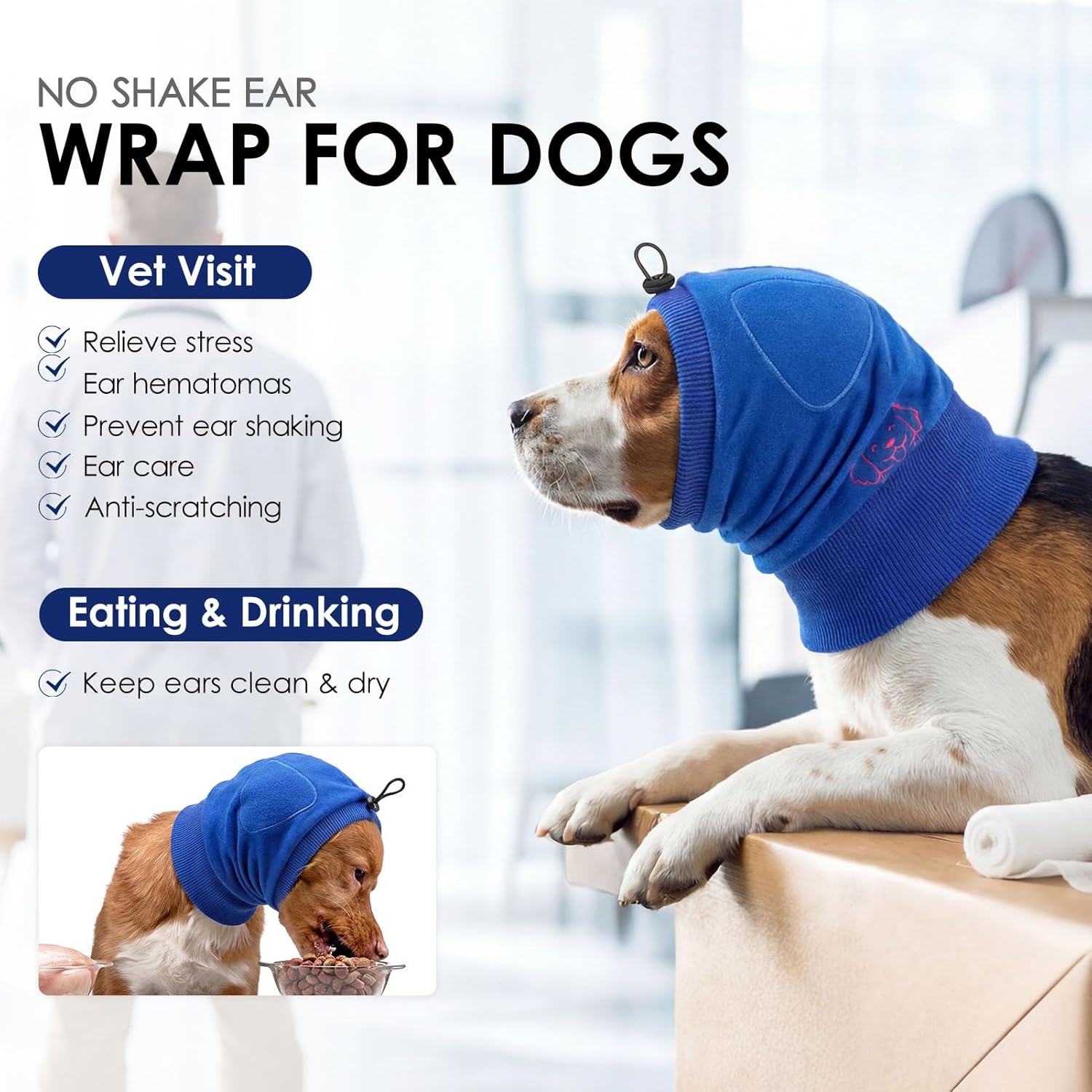 KOESON hematoma ear wrap for dogs illustrating the secure hook and loop fasteners