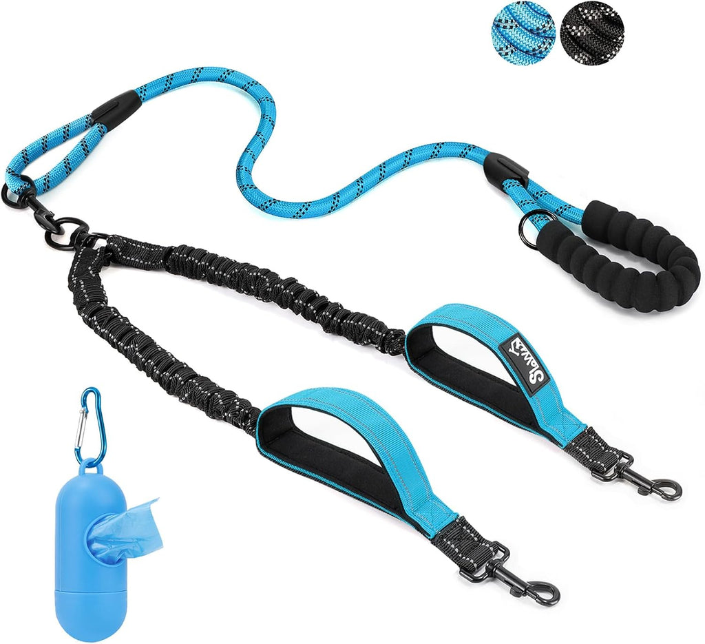 SlowTon Double Leash for Two Dogs - No Tangle Dog Leash 360 degrees Swivel Reflective Double Dog Leashes with Two Padded Handles, Shock Absorbing Walking Training for Small Medium Dogs (Black, 25-150 lbs) - Image 14