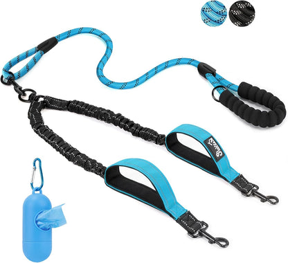 SlowTon Double Leash for Two Dogs - No Tangle Dog Leash 360 degrees Swivel Reflective Double Dog Leashes with Two Padded Handles, Shock Absorbing Walking Training for Small Medium Dogs (Black, 25-150 lbs) - Image 14