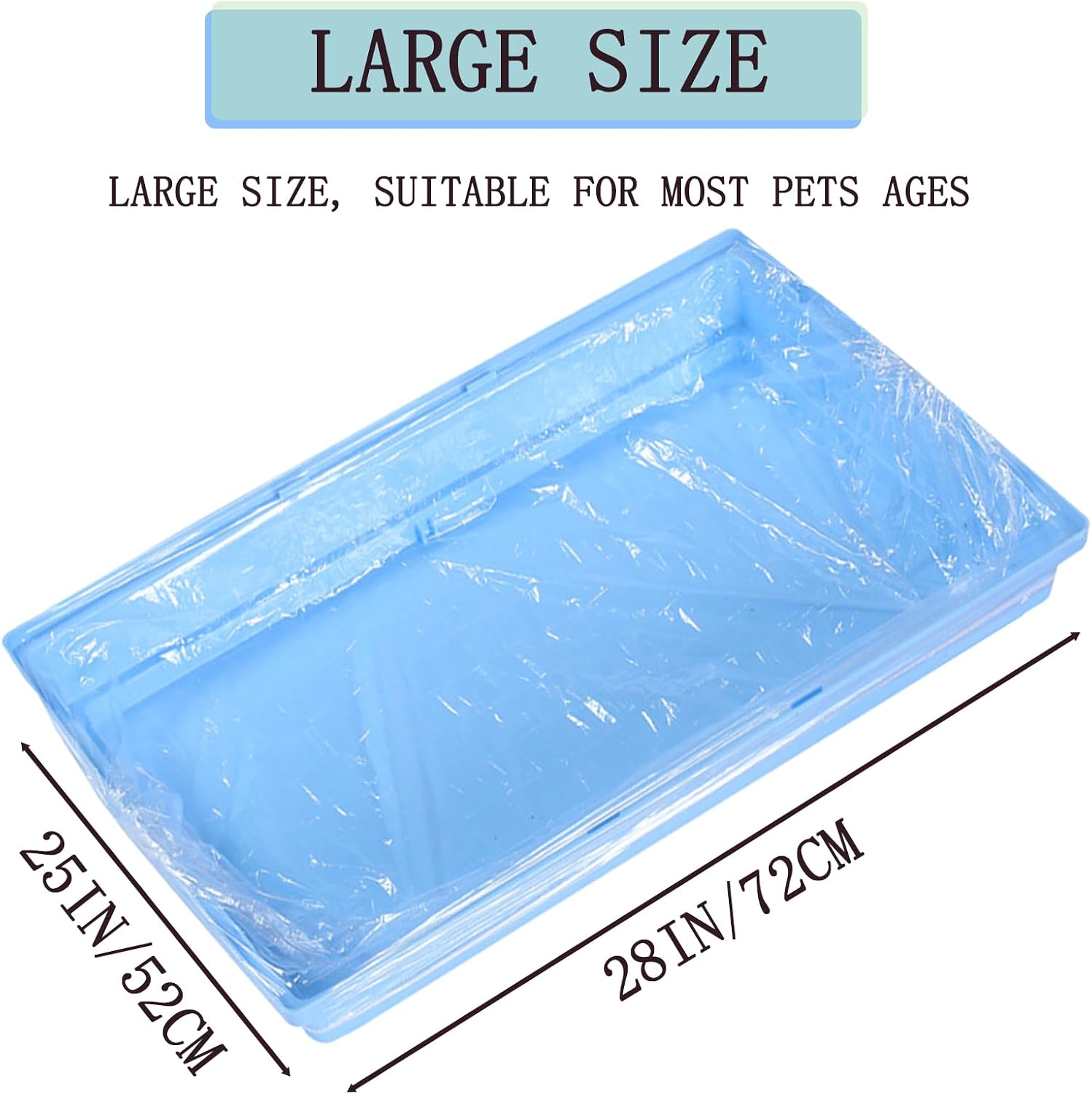 Transparent plastic bird cage tray liner stretched over tray