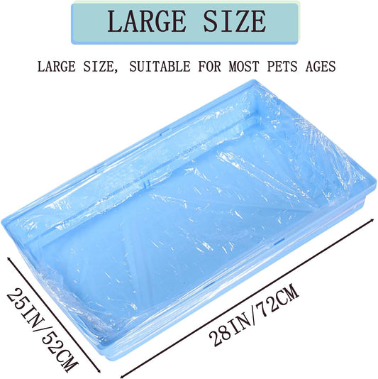 Transparent plastic bird cage tray liner stretched over tray