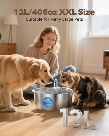 Stainless steel pet water fountain for large dogs