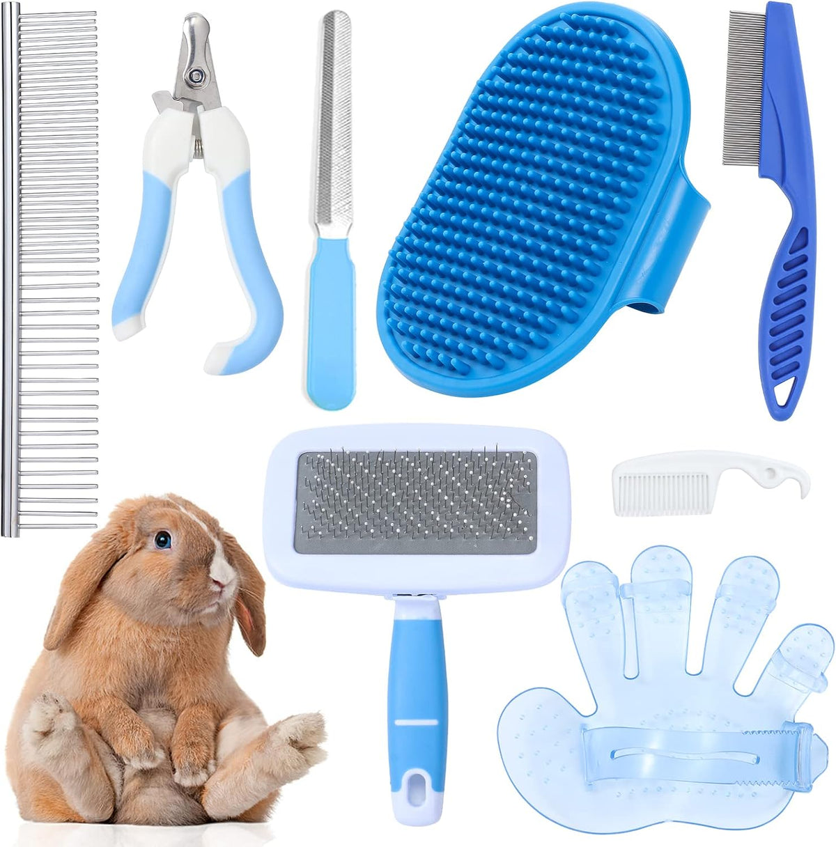 Dampet small animal grooming kit front view blue tools