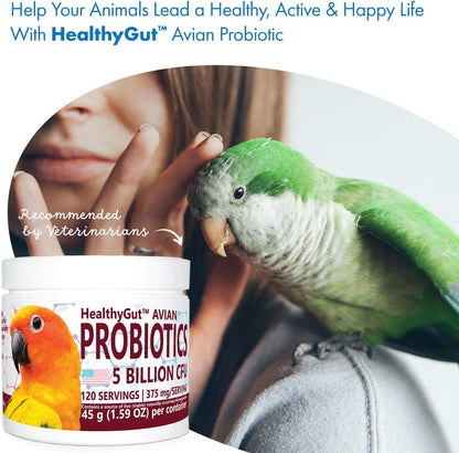 USA imported HealthyGut avian probiotic supplement for optimal bird gut health