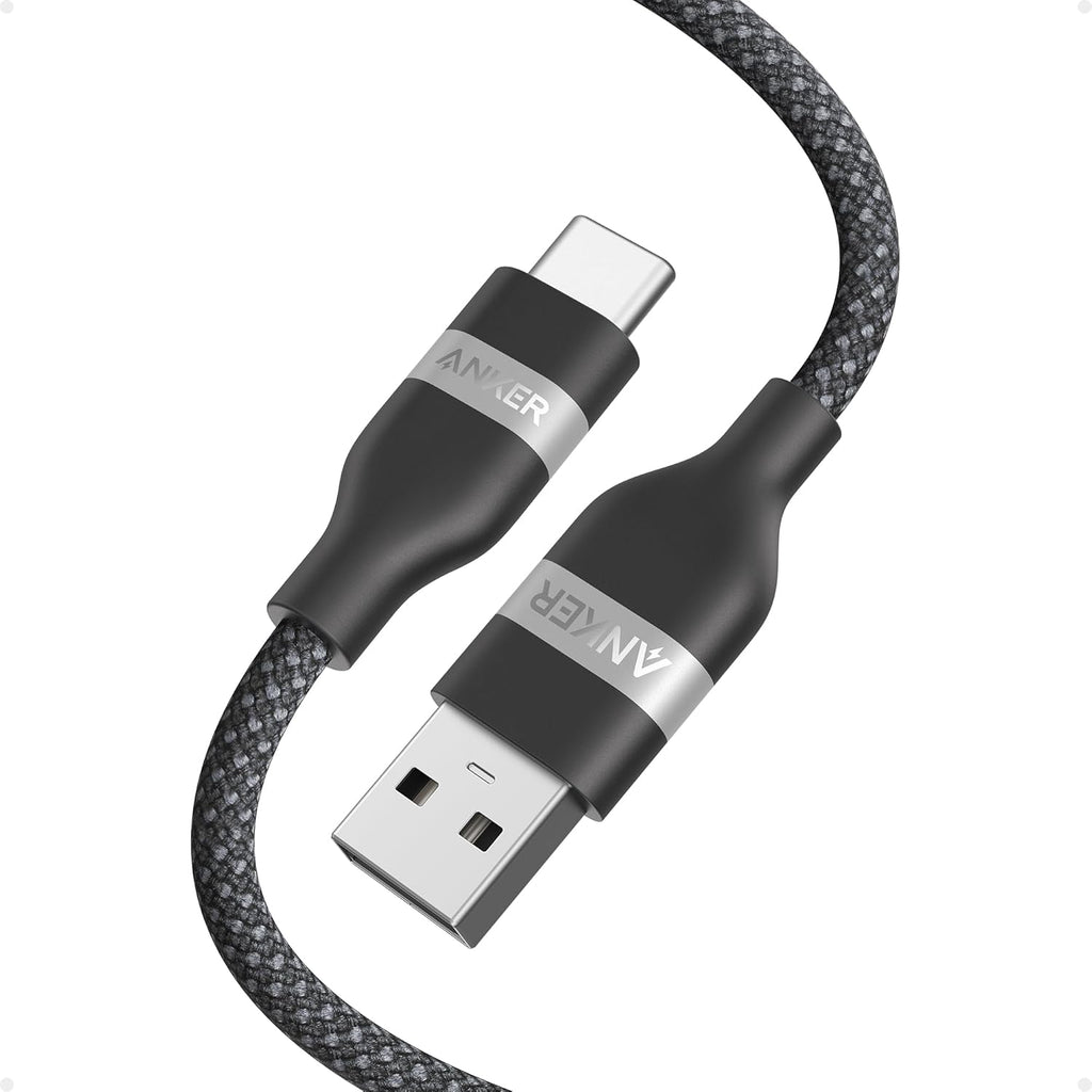Anker upcycled braided carplay cable black front view showing premium mesh texture.