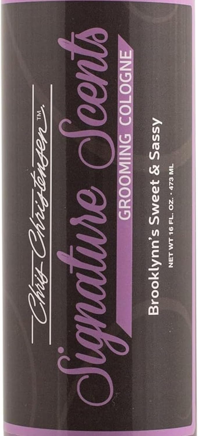 Chris Christensen sixteen ounce floral and pomegranate pet cologne bottle