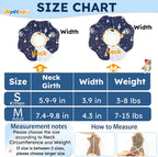 Hpetppy blue planet pattern cat recovery cone showing close-up of water-resistant fabric