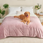 Yaning reversible waterproof blanket front view on a modern living room sofa.