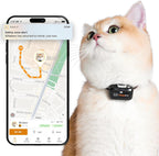 Pawfit Lite For Cats 4G GPS Tracker front view in onyx black on safety collar