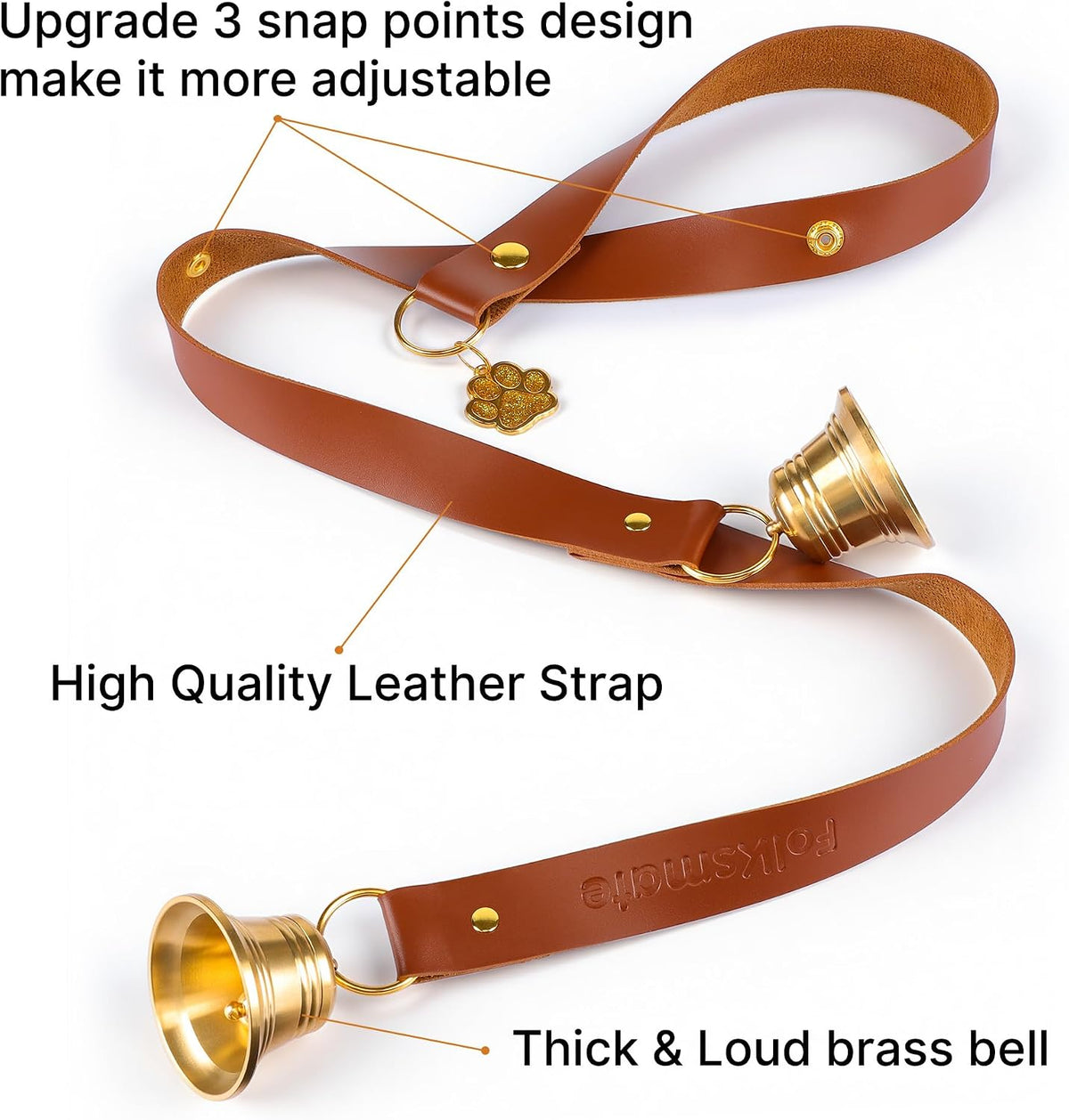 Adjustable buckle detail on dog potty training bell