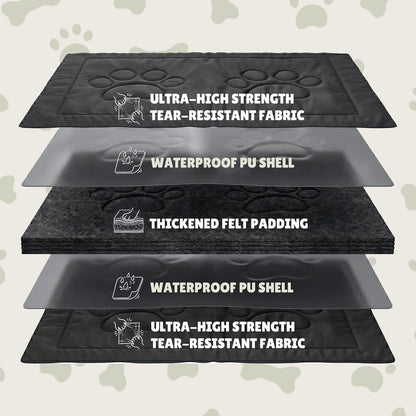 Top view of large 28 by 41 inch WooPetty chew proof mat