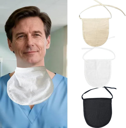 GZFQJJ Tracheostomy Cover front view showing white breathable cotton mesh.