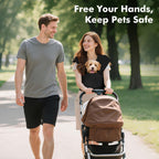Hands-free dog carrier sling worn by person showing comfort