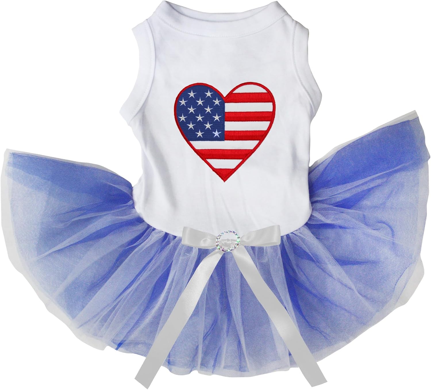 Easy pull-on collar detail of the authentic Petitebella patriotic pet outfit.