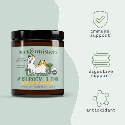 Authentic USA imported Dr. Mercola pet supplement jar with protective seal and clear text layout.