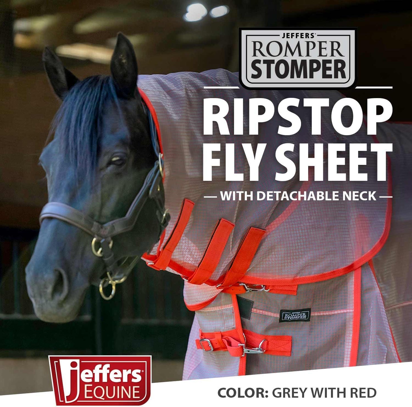 Jeffers equestrian ripstop fly sheet showing detachable neck cover attachment details
