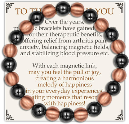 Feraco Pure Copper Magnetic Bead Bracelet front view on wrist