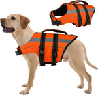 FUAMEY doggy flotation vest being lifted by the top rescue handle